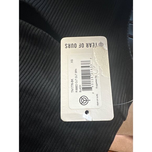 Year Of Ours Ribbed Cutout Sports Bra Black XS Nylon/Spandex $75 NWT - Picture 5 of 8